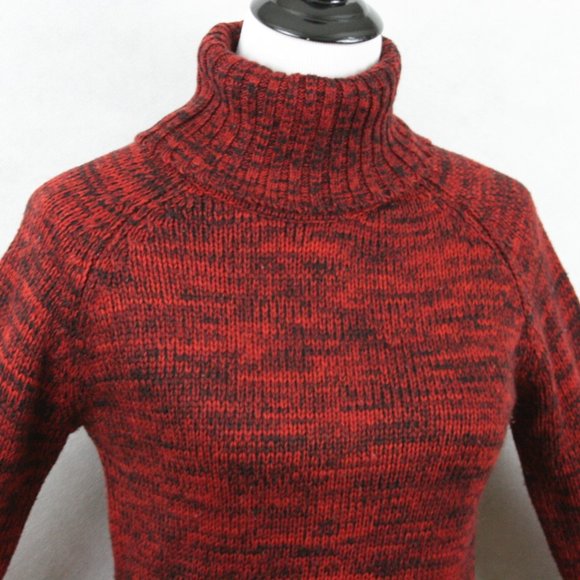 Hennes Sweaters - Hennes Red & Black Acrylic Turtleneck Sweater Ribbed Long Cuff SZ M EUC